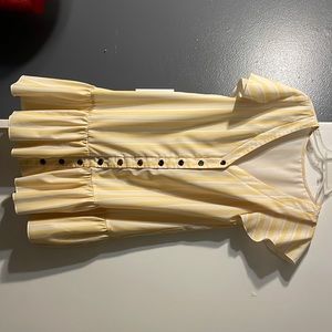 Yellow and white striped mini dress